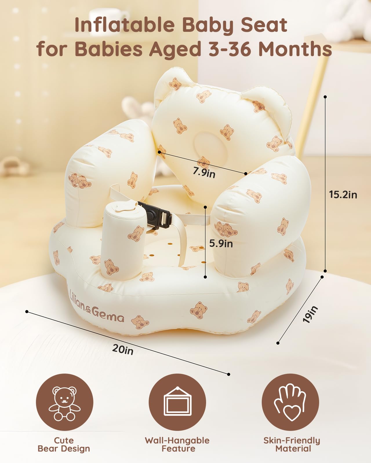 Lilian&Gema inflatable baby seat portable for travel and parks