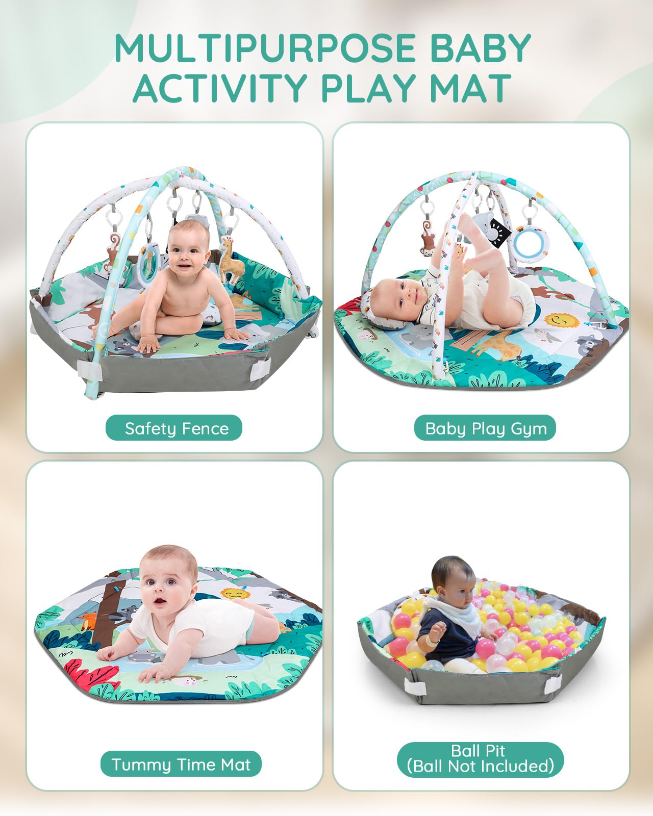 Lilian&Gema large soft playmat – safe surface for rolling and sitting.