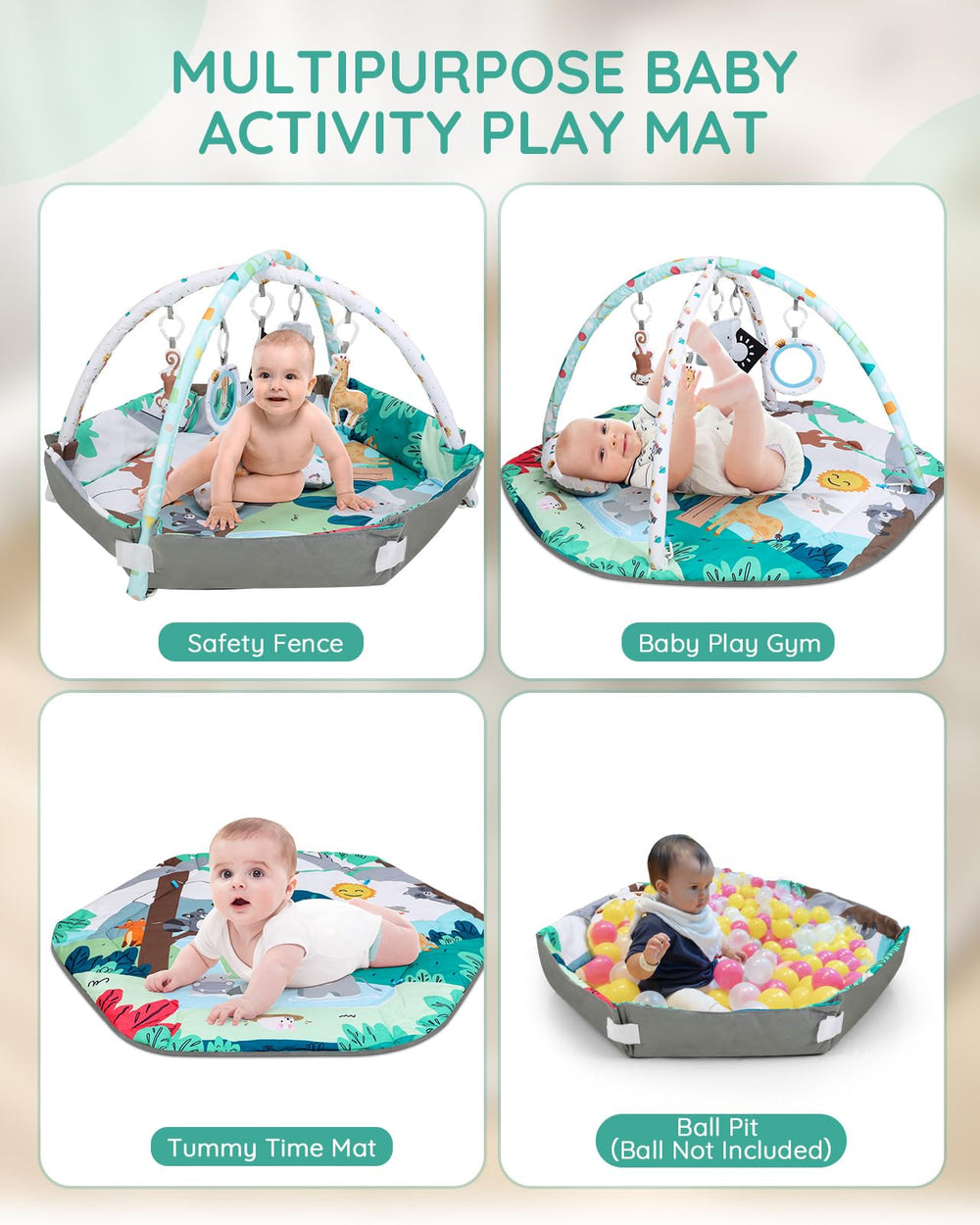 Lilian&Gema large soft playmat – safe surface for rolling and sitting.