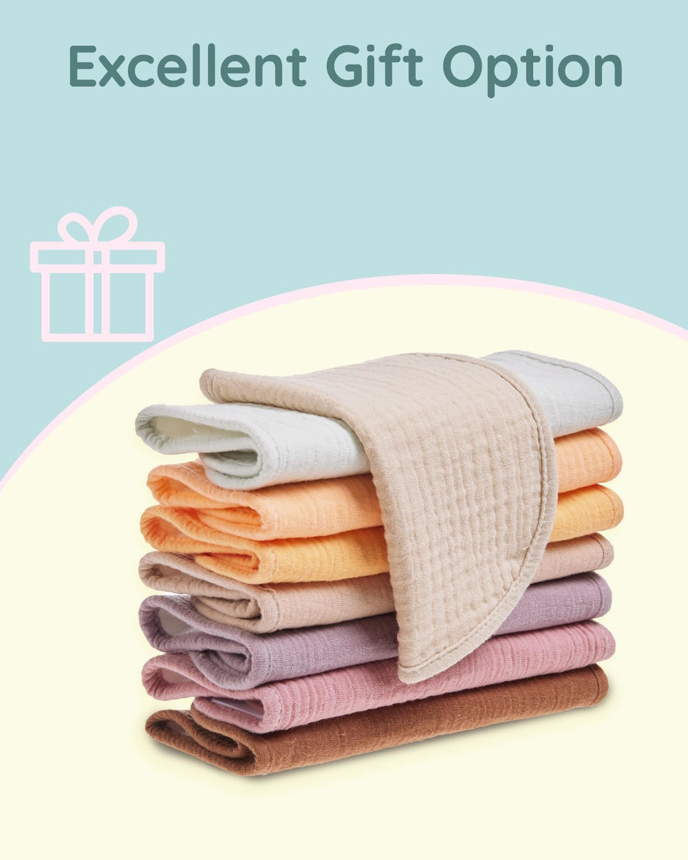 Lilian&Gema muslin baby bibs colorful pack complements unisex outfits close-up.