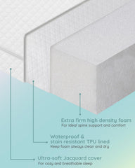 Lilian&Gema washable cover close-up shows soft jacquard fabric and waterproof liner
