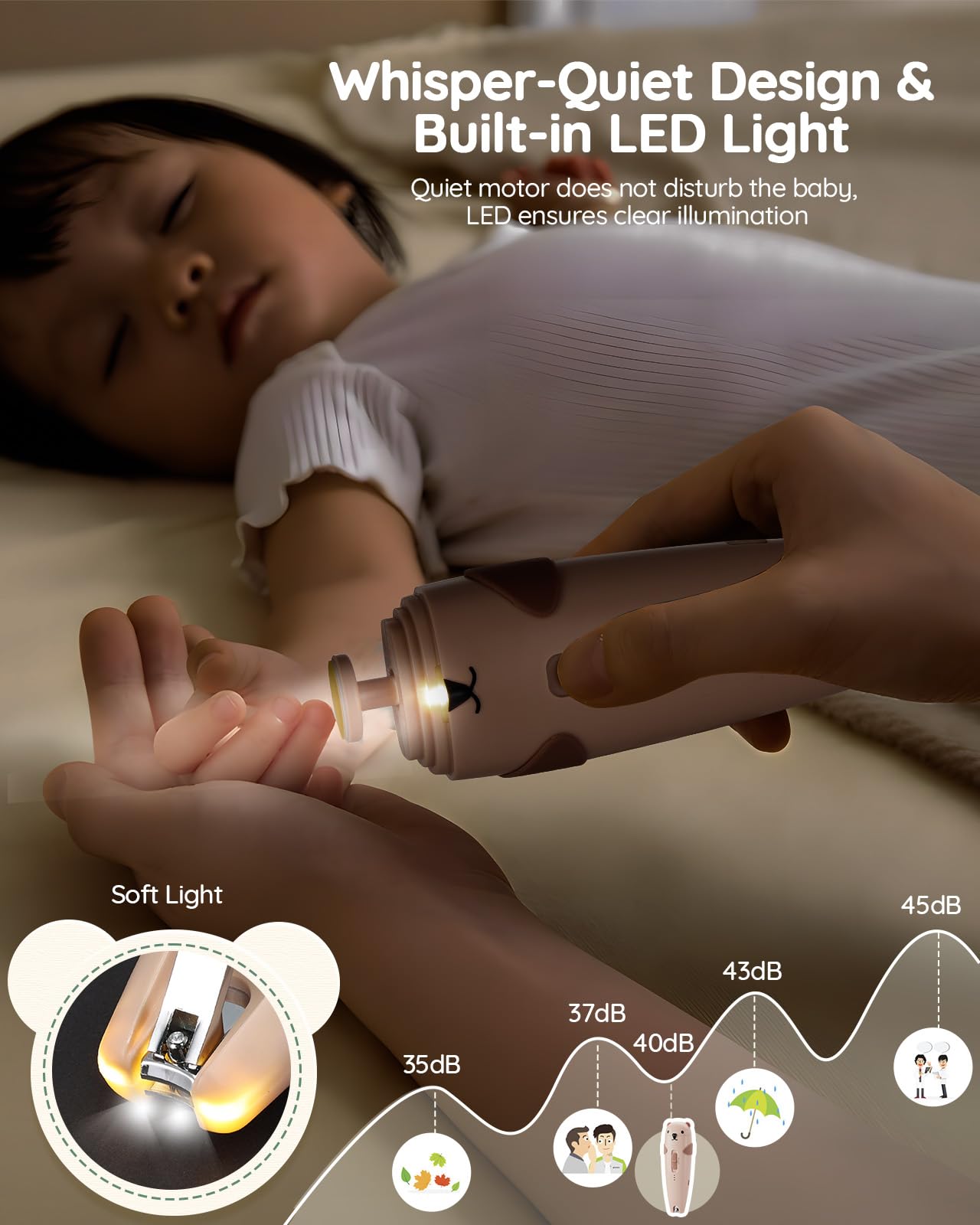 Lilian&Gema six-heads nine-pieces kit for growing child nail care.