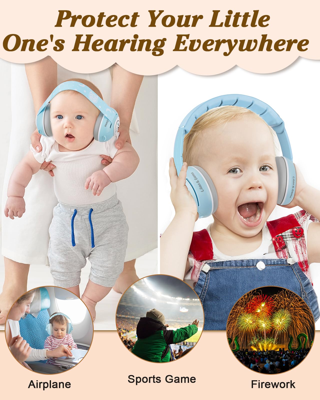 Lilian&Gema ear protection on a flight experience for little travelers