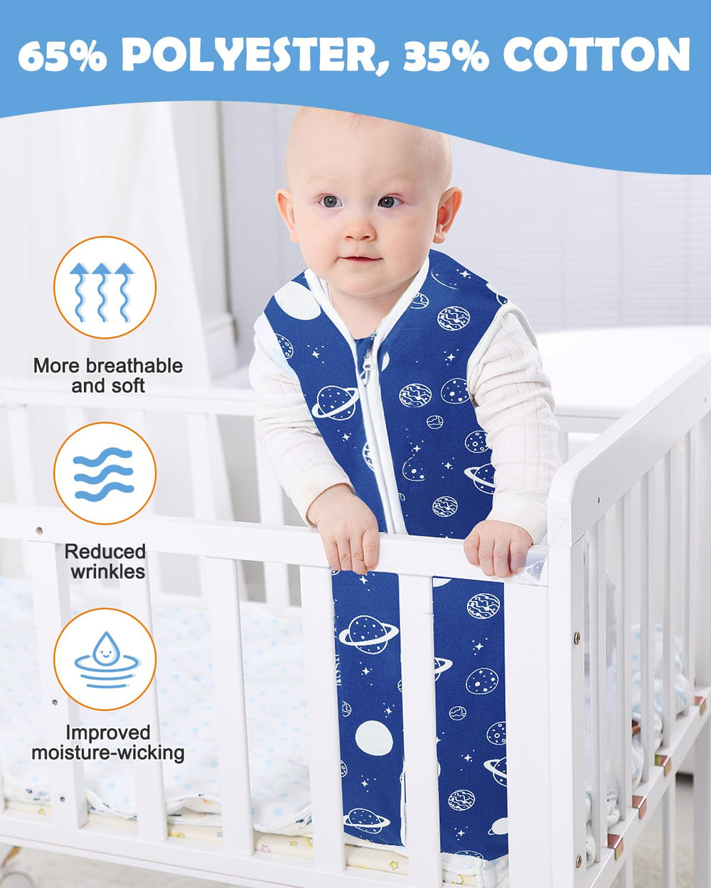 Lilian&Gema sleep sack is machine-washable and wrinkle-resistant for easy care.