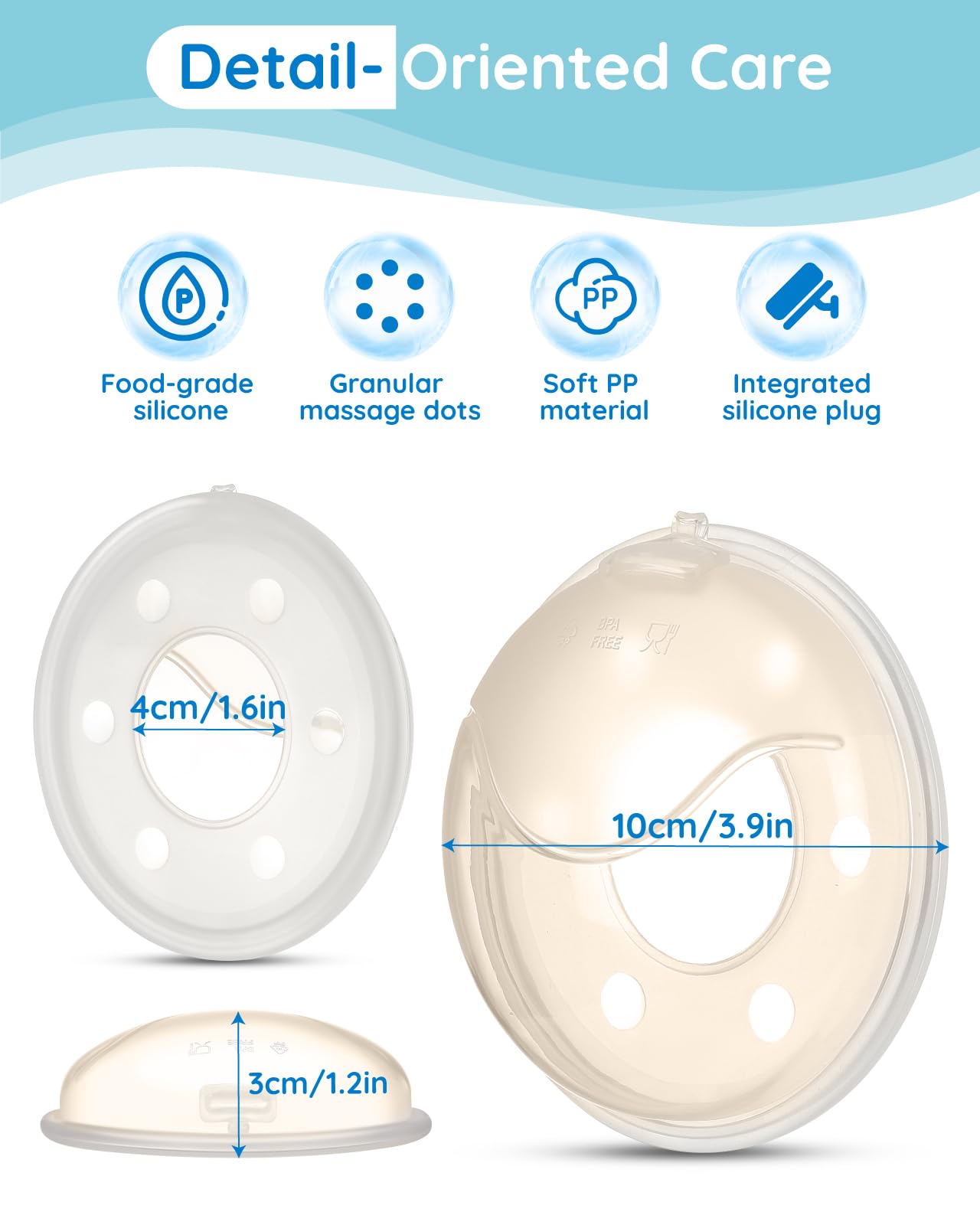 Lilian&Gema milk collector snug fit emphasizes secure, comfortable wear across bra sizes.