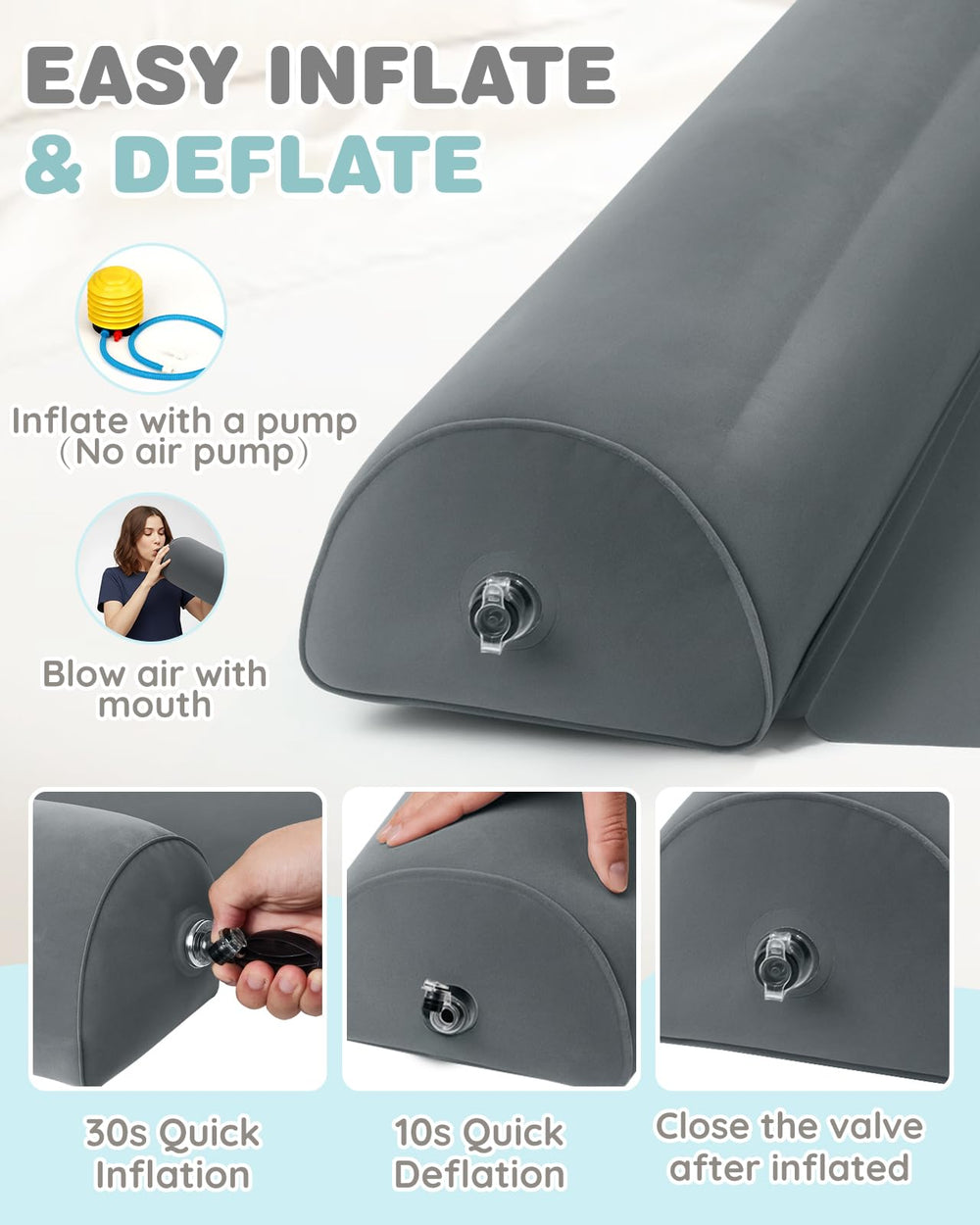 Lilian&amp;Gema travel-friendly bed rail deflates quickly for compact packing in luggage.