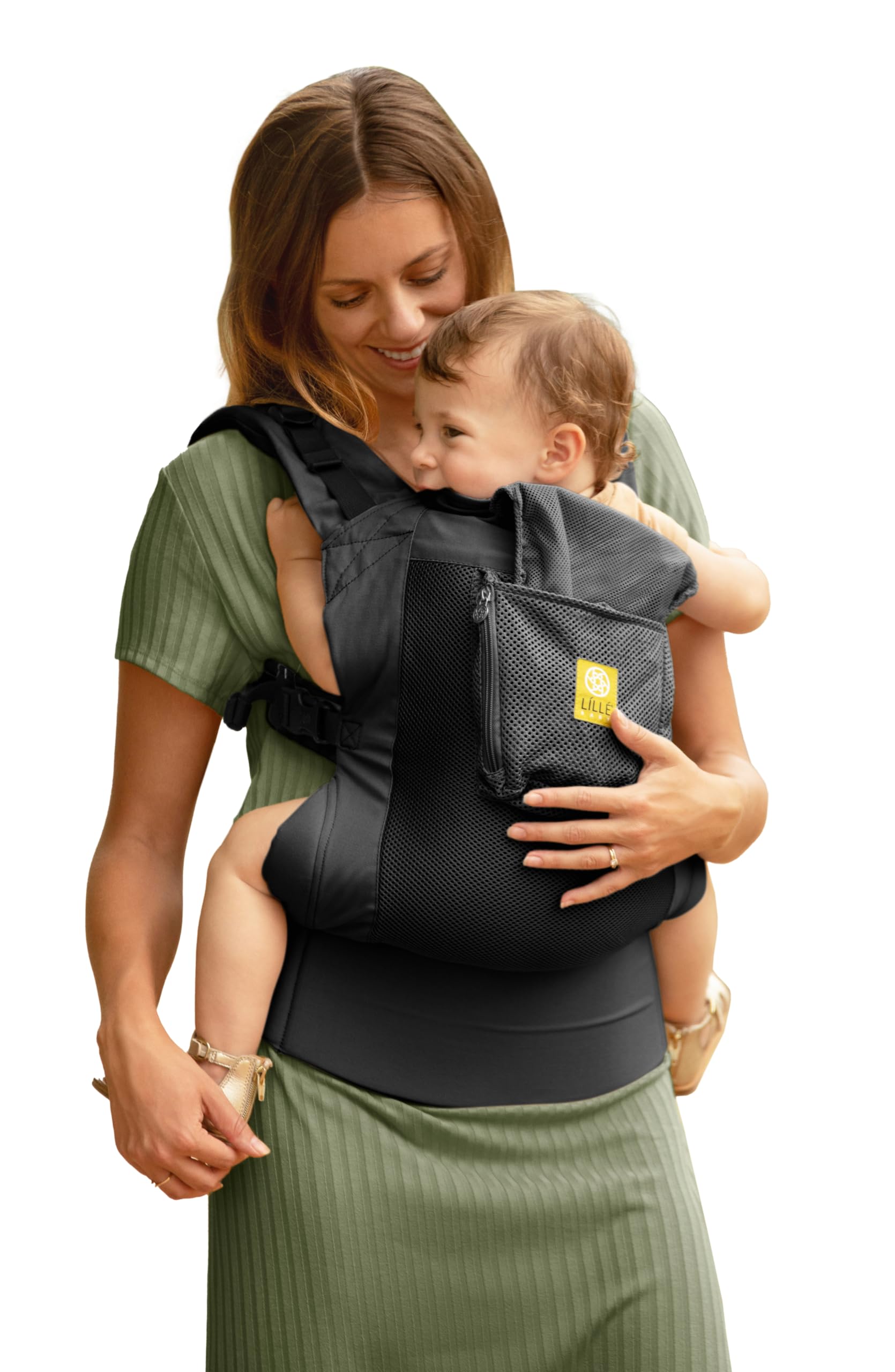LILLEbaby CarryOn airflow back panel for supportive long carries.
