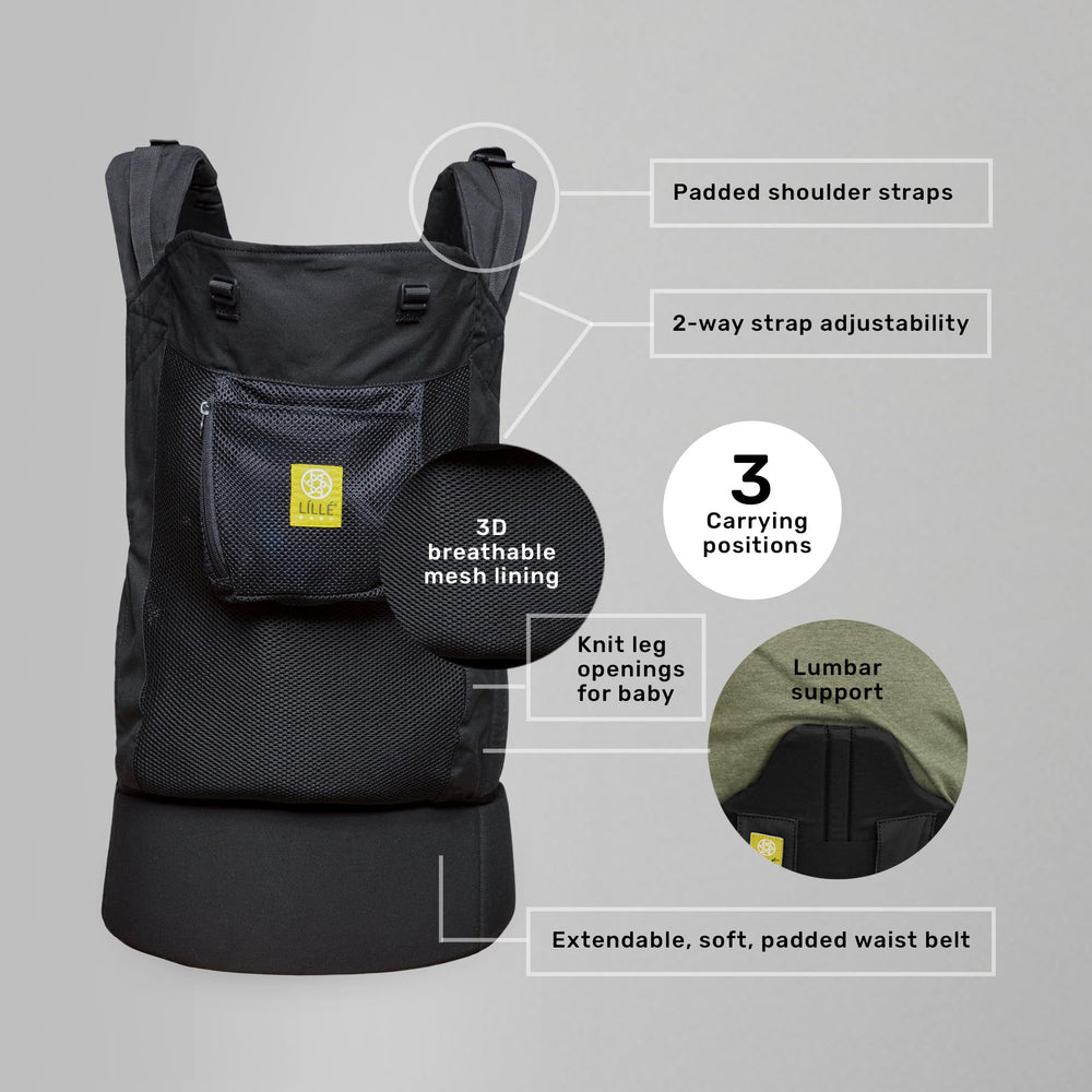 LILLEbaby CarryOn breathable mesh lining keeps you and baby cool.