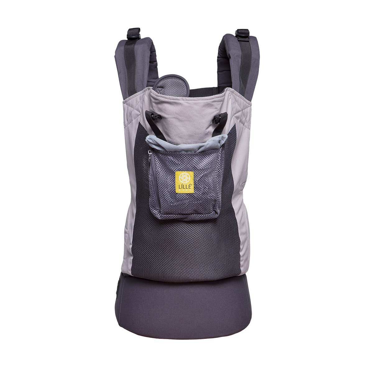 LILLEbaby CarryOn Airflow lumbar support detail highlights lower-back comfort.