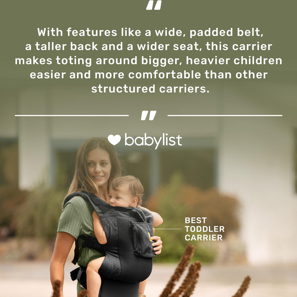 LILLEbaby CarryOn adjustable side panels widen seat for comfort.