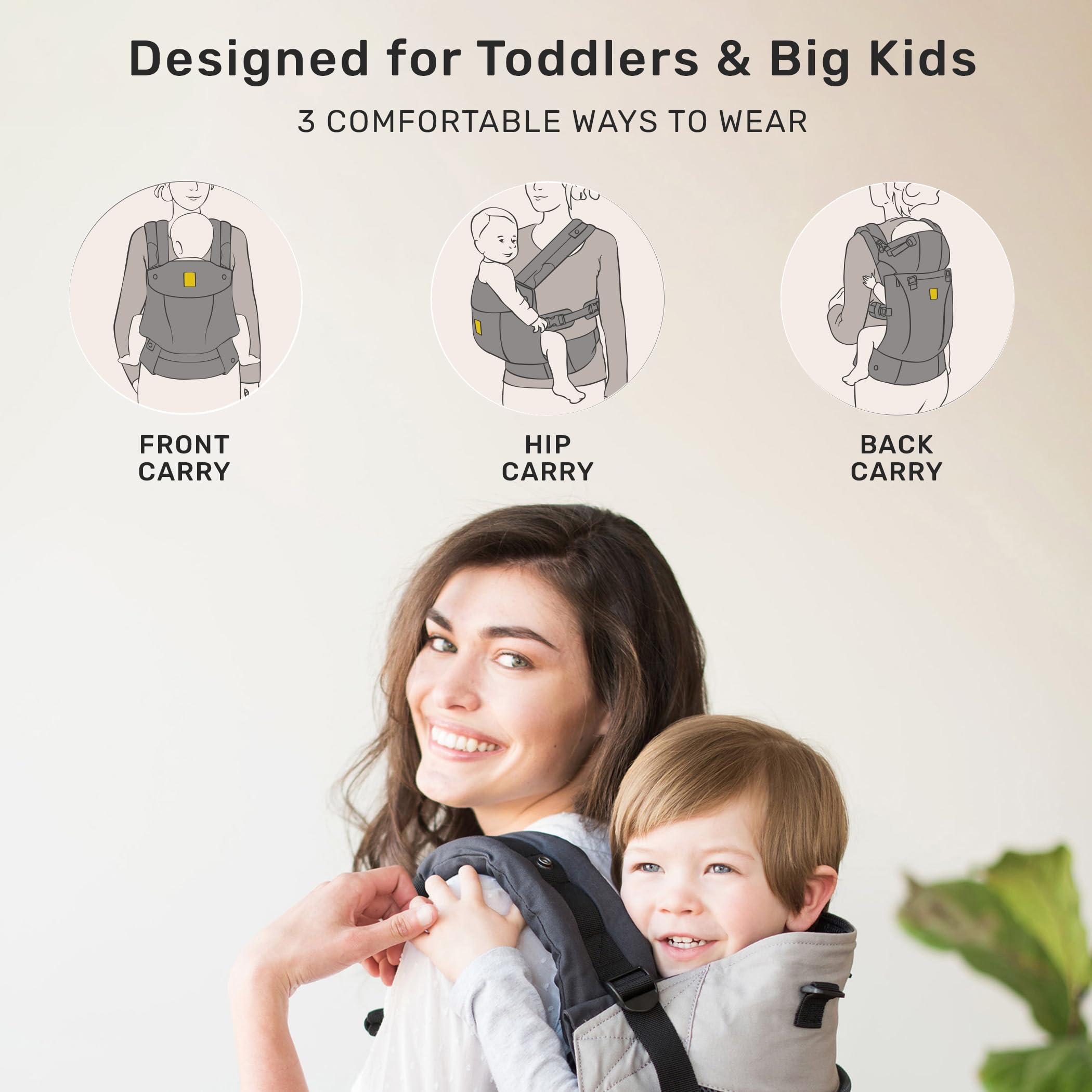 LILLEbaby CarryOn Airflow wide-tall toddler seat supports a growing child.