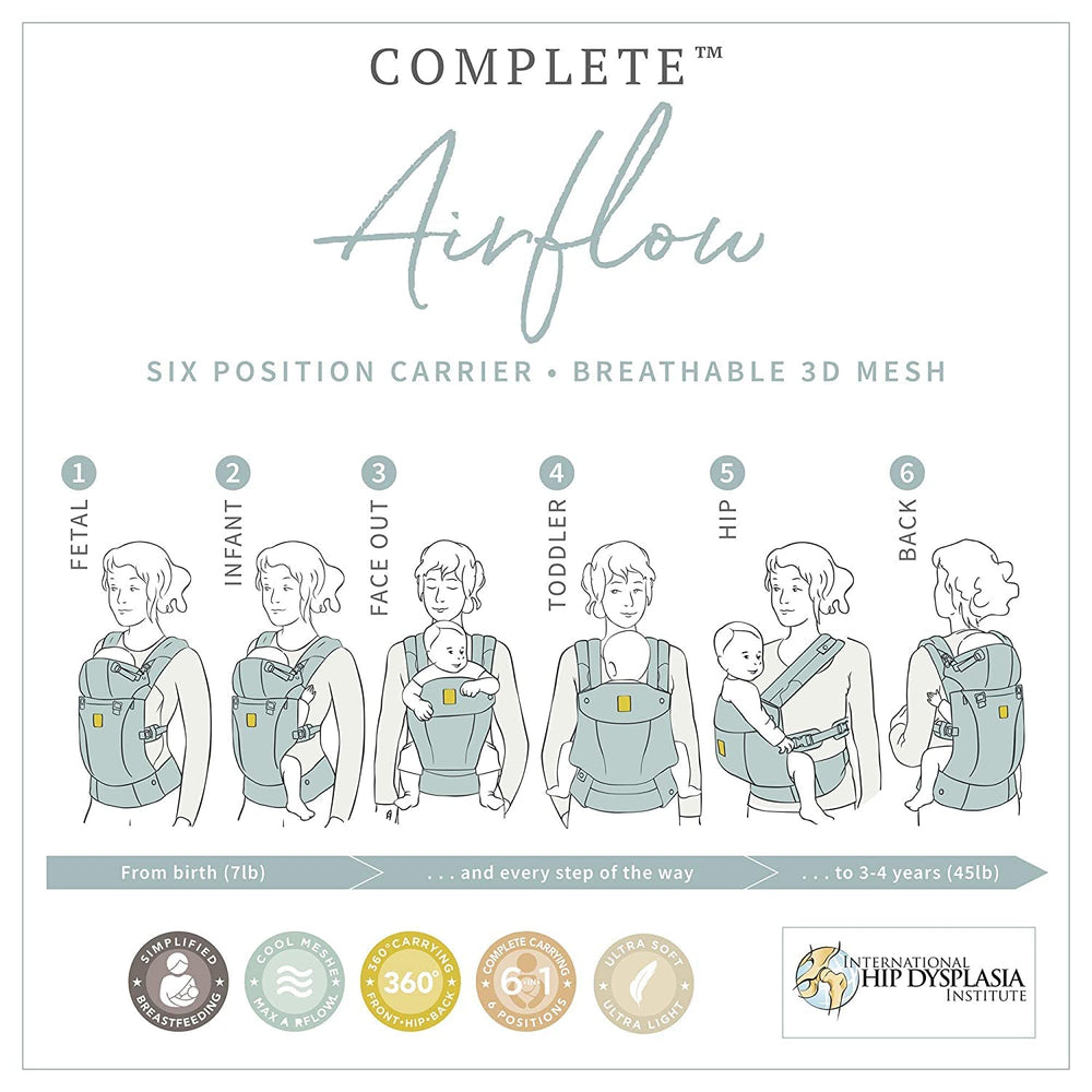 LILLEbaby Complete Airflow outward-facing carrier lets babies explore with breathable comfort.