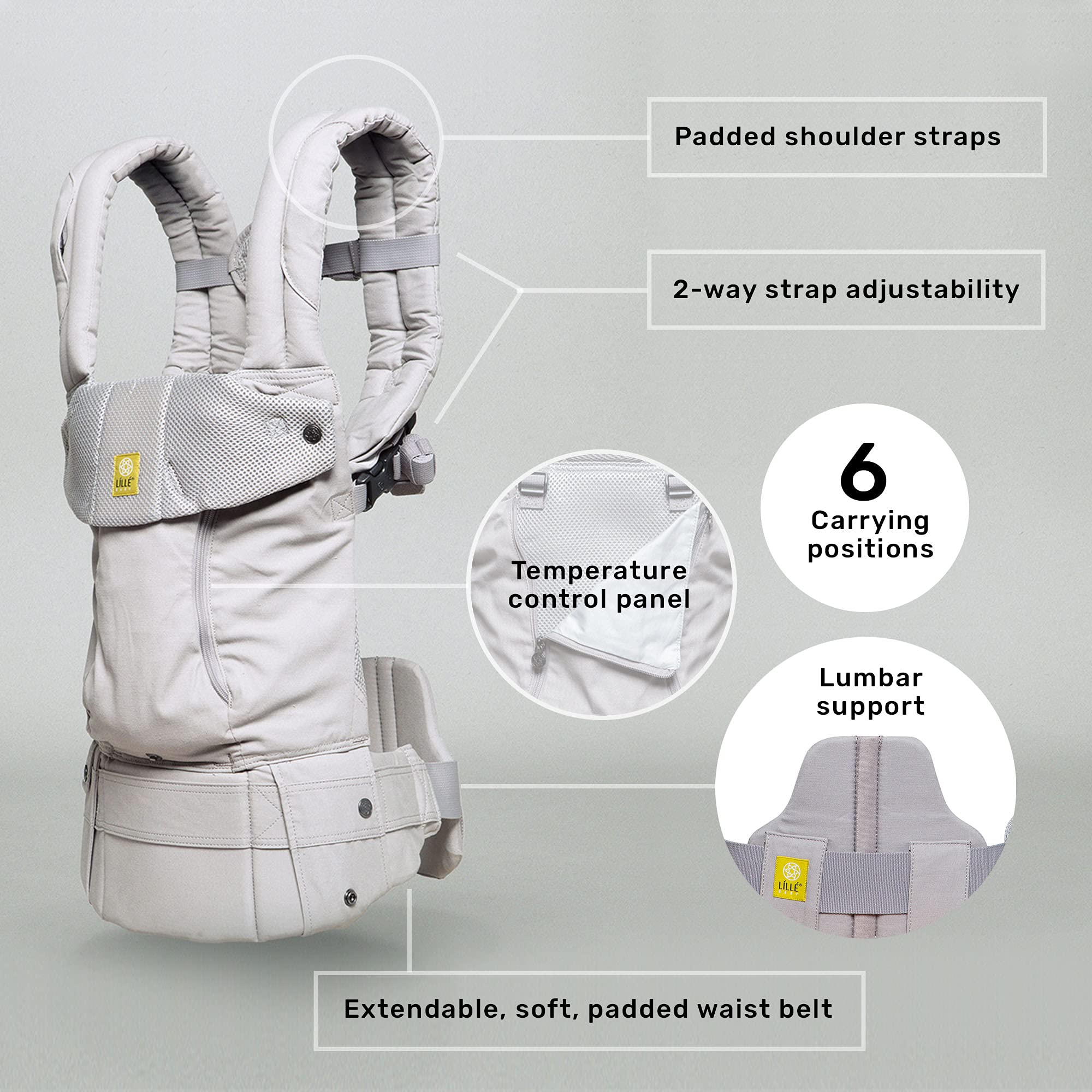 LÍLLÉbaby Complete All Seasons back-strap view highlights backpack-style versatility for hands-free errands.