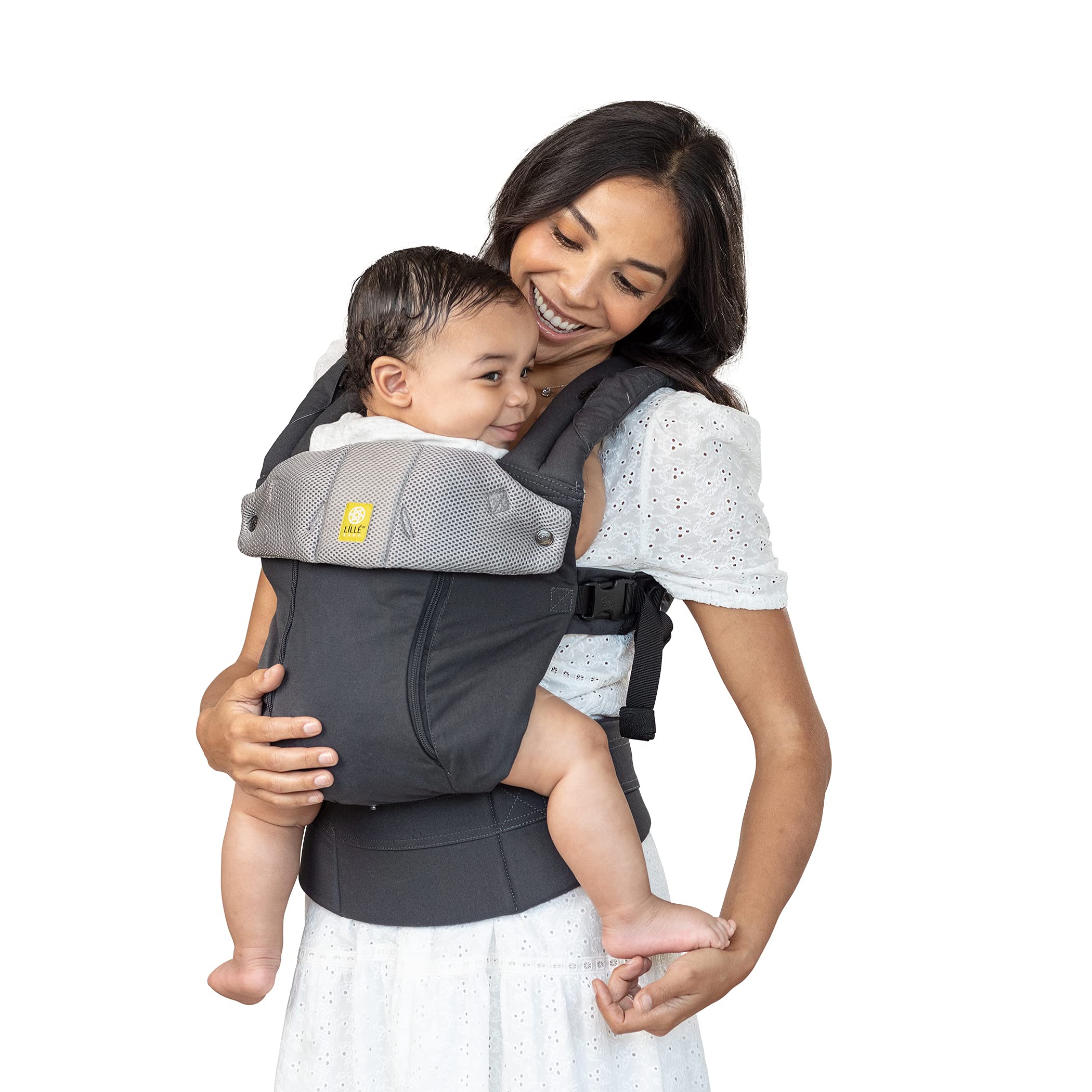 LÍLLÉbaby Complete All Seasons front 3-quarter view shows ergonomic support for growing babies.