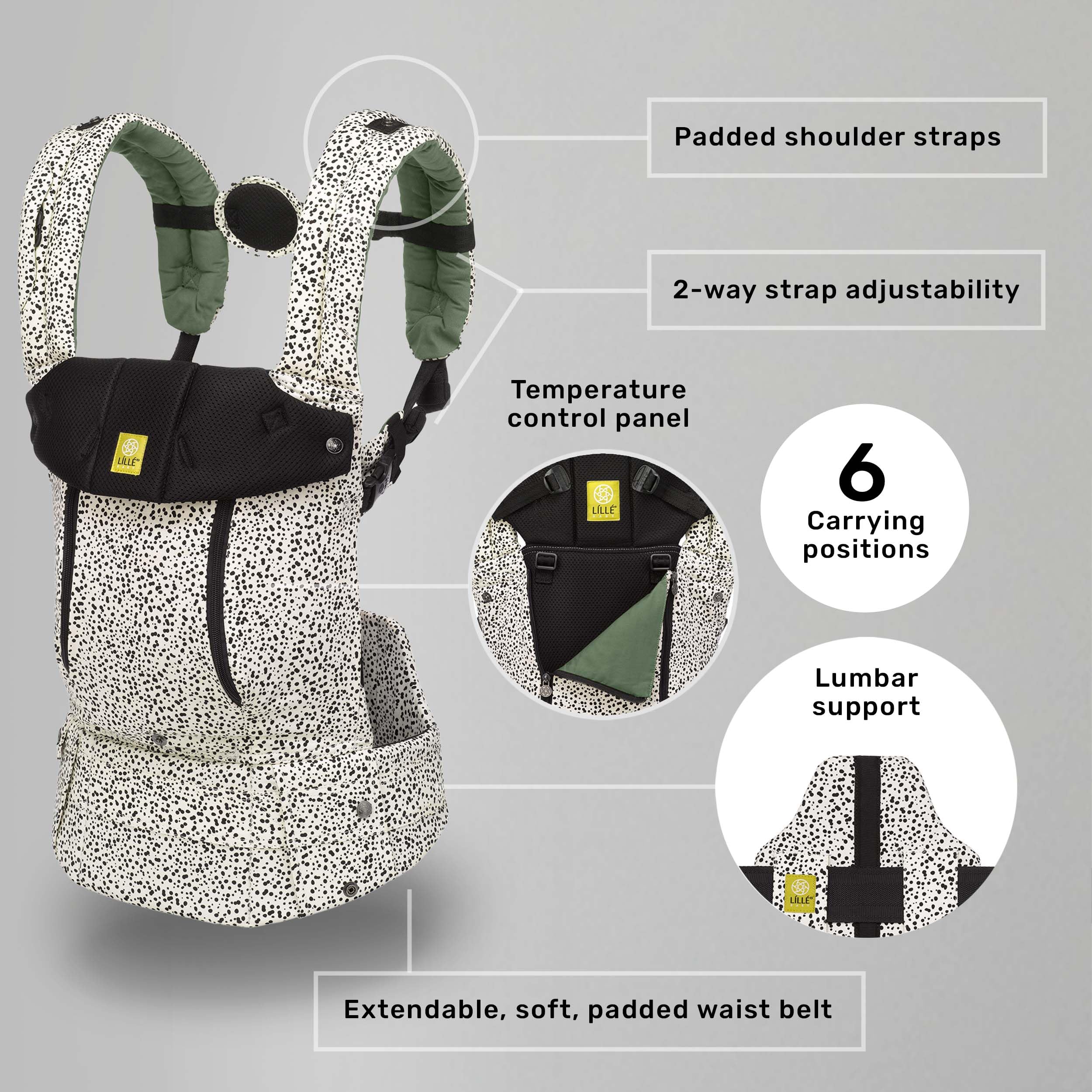LÍLLÉbaby Complete All Seasons shows six ergonomic carry styles for 360-degree wearing