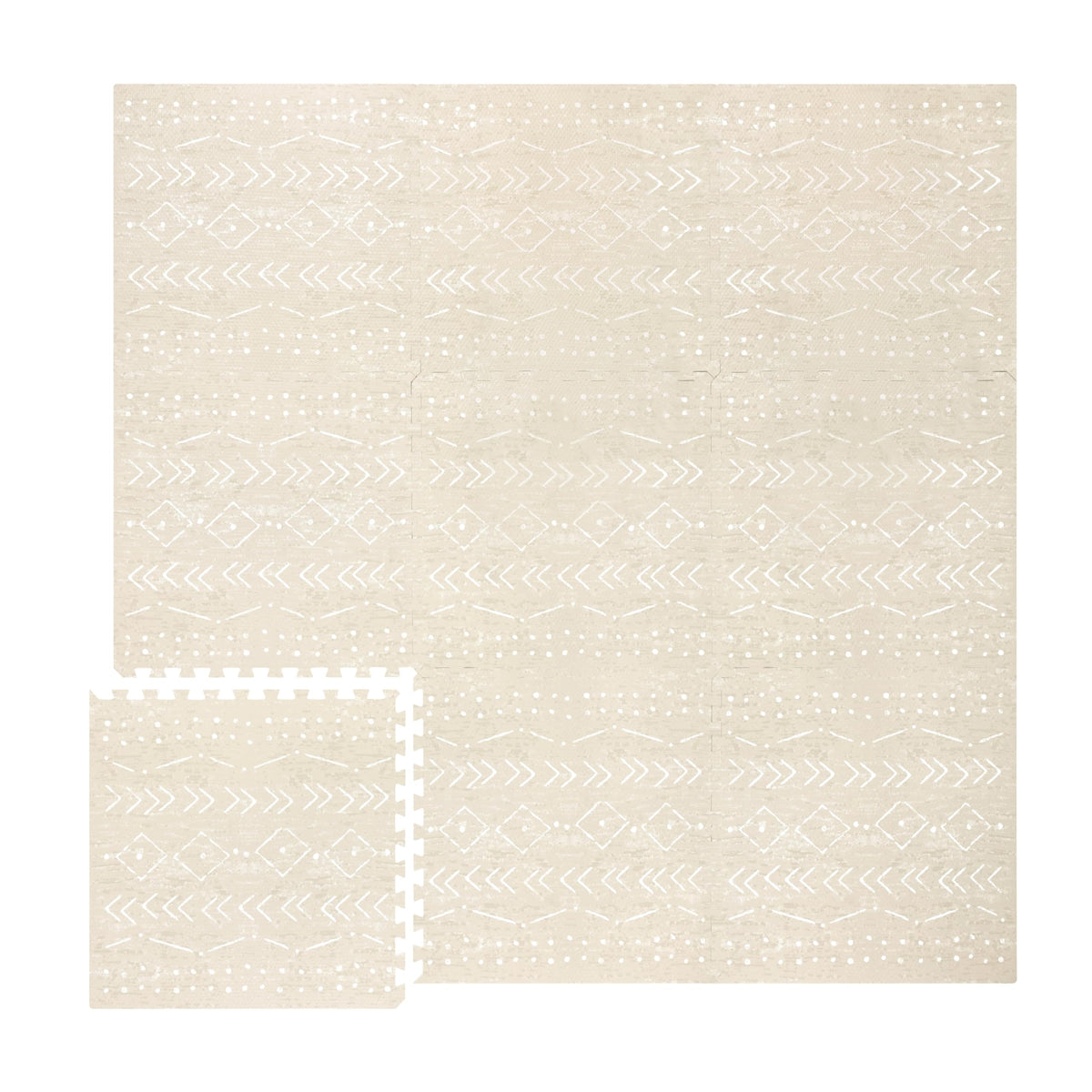 Lillefolk baby play mat beige tiles laid out for tummy time