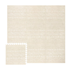 Lillefolk baby play mat beige tiles laid out for tummy time