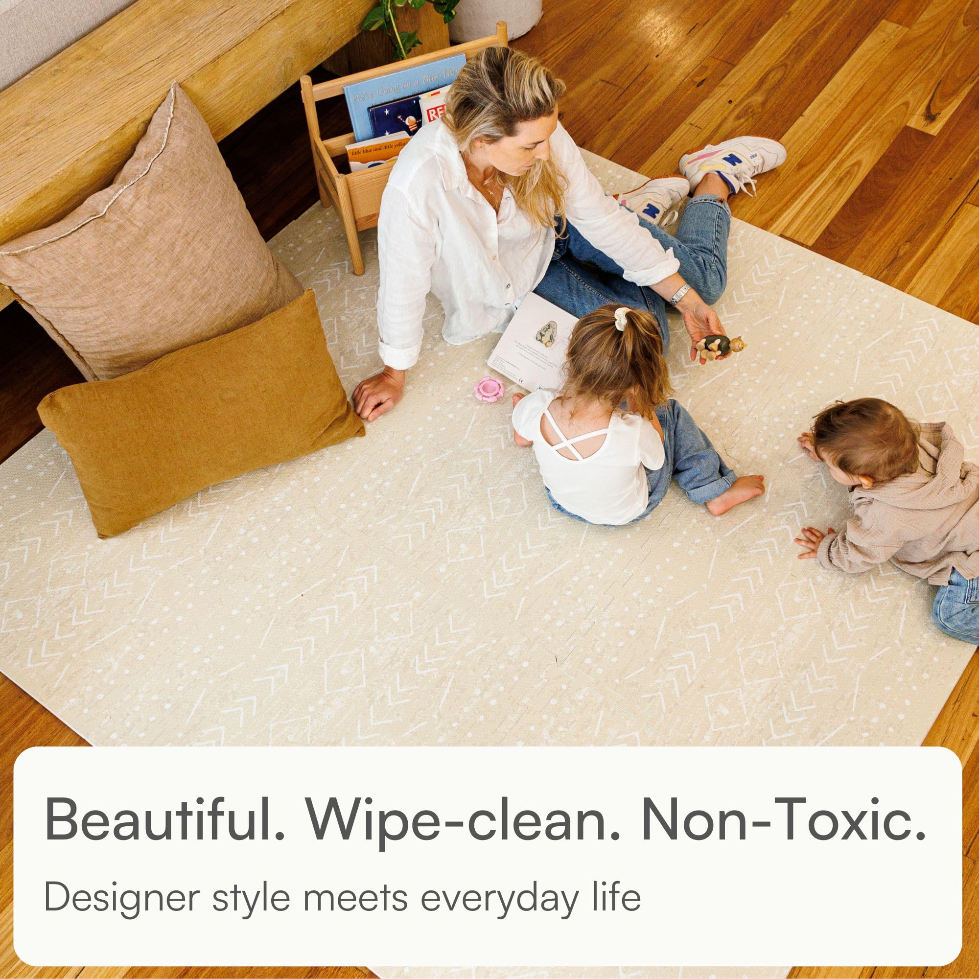 Lillefolk beige tiles on a hard floor for easy cleanup