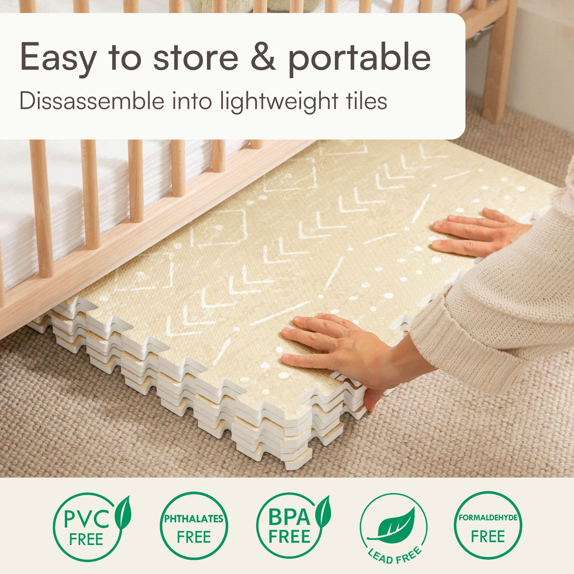 Lillefolk tiles stacked to demonstrate storage and portability