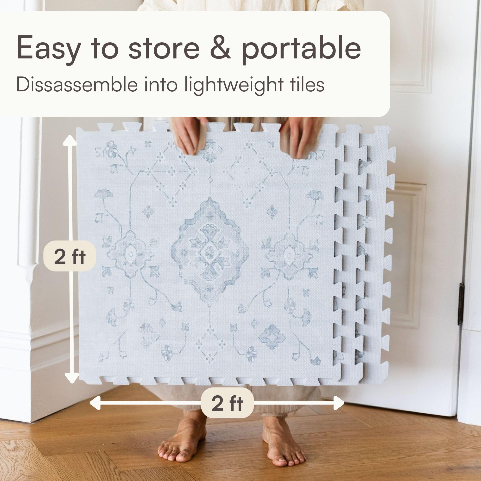 Lillefolk play mat cleans easily with a damp cloth.
