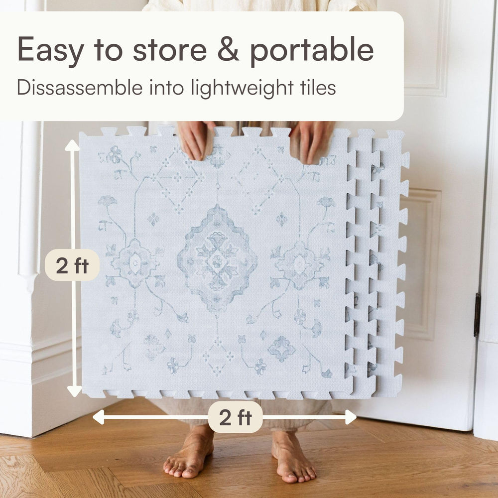 Lillefolk play mat cleans easily with a damp cloth.