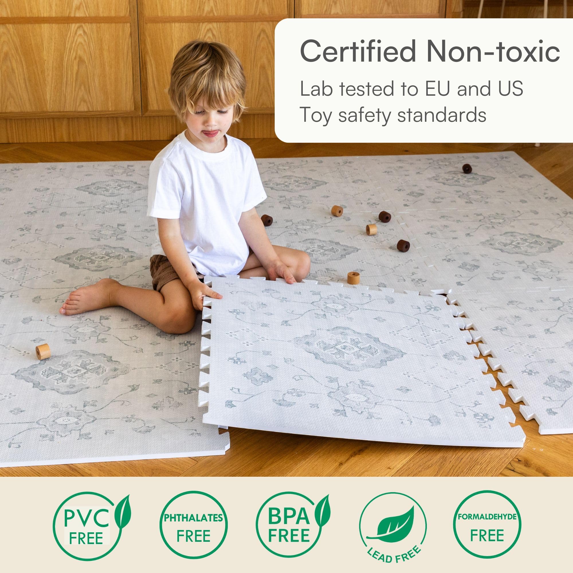 Lillefolk interlocking tiles ensure quick assembly with secure edges.