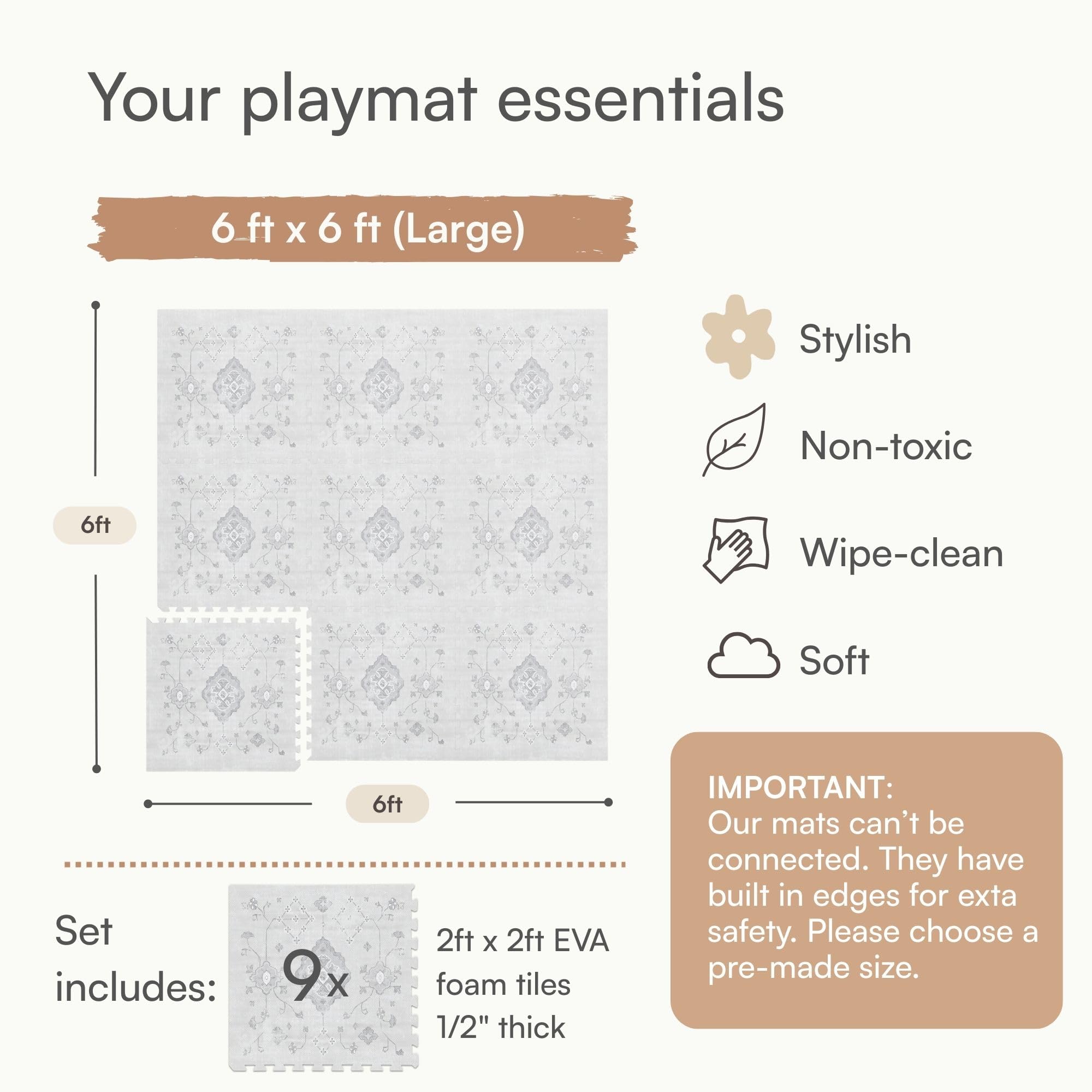 Lillefolk durable kids floor mat for daily use in playrooms