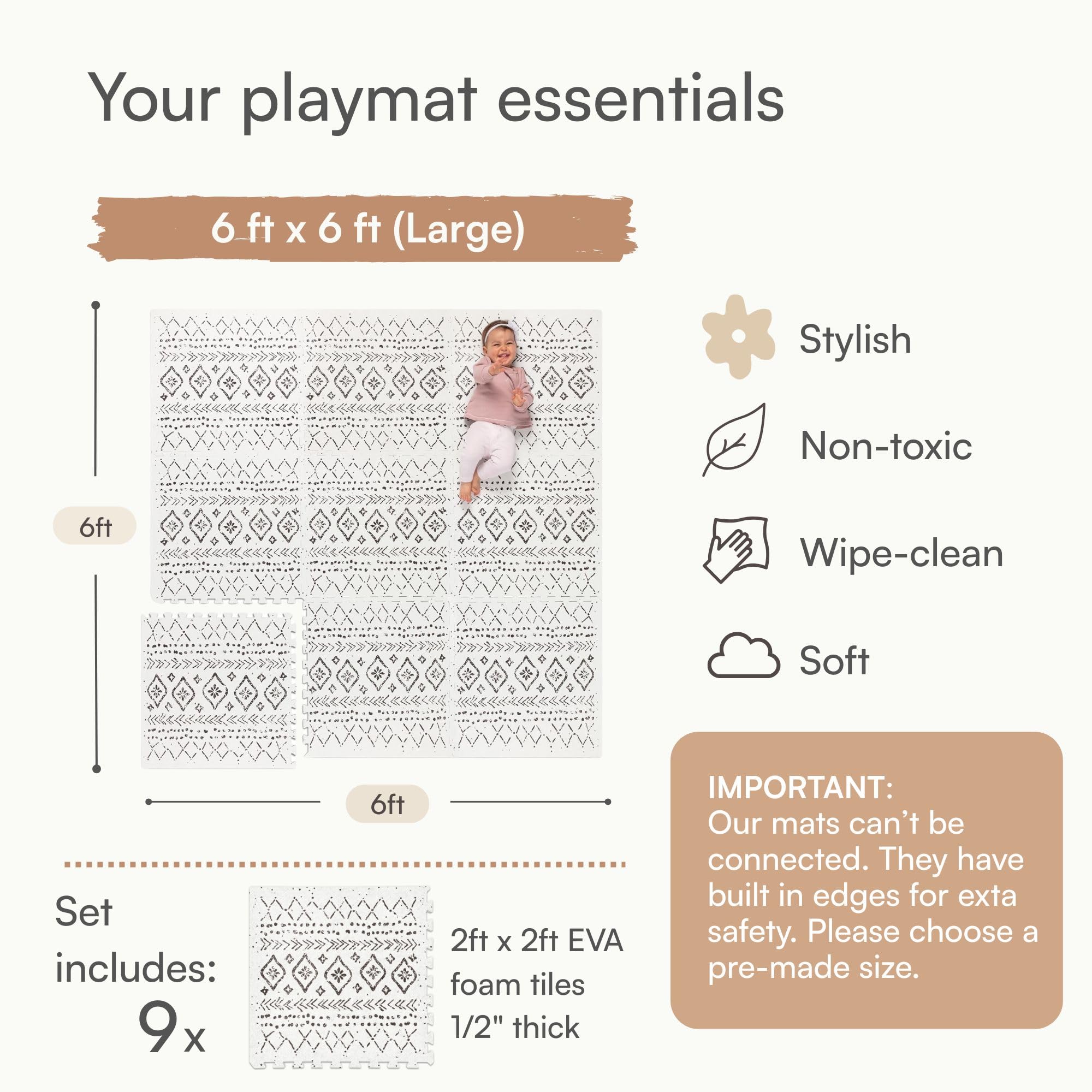 Lillefolk premium EVA foam material keeps the mat lightweight and durable