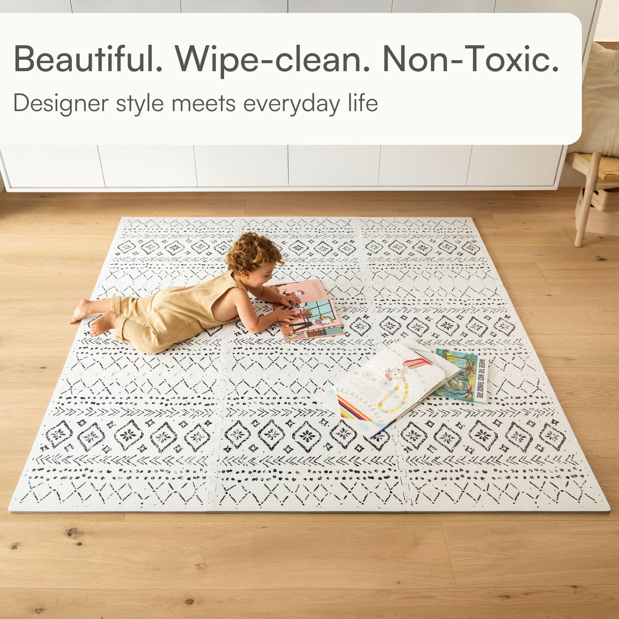 Lillefolk waterproof EVA foam surface cleans easily with a damp cloth