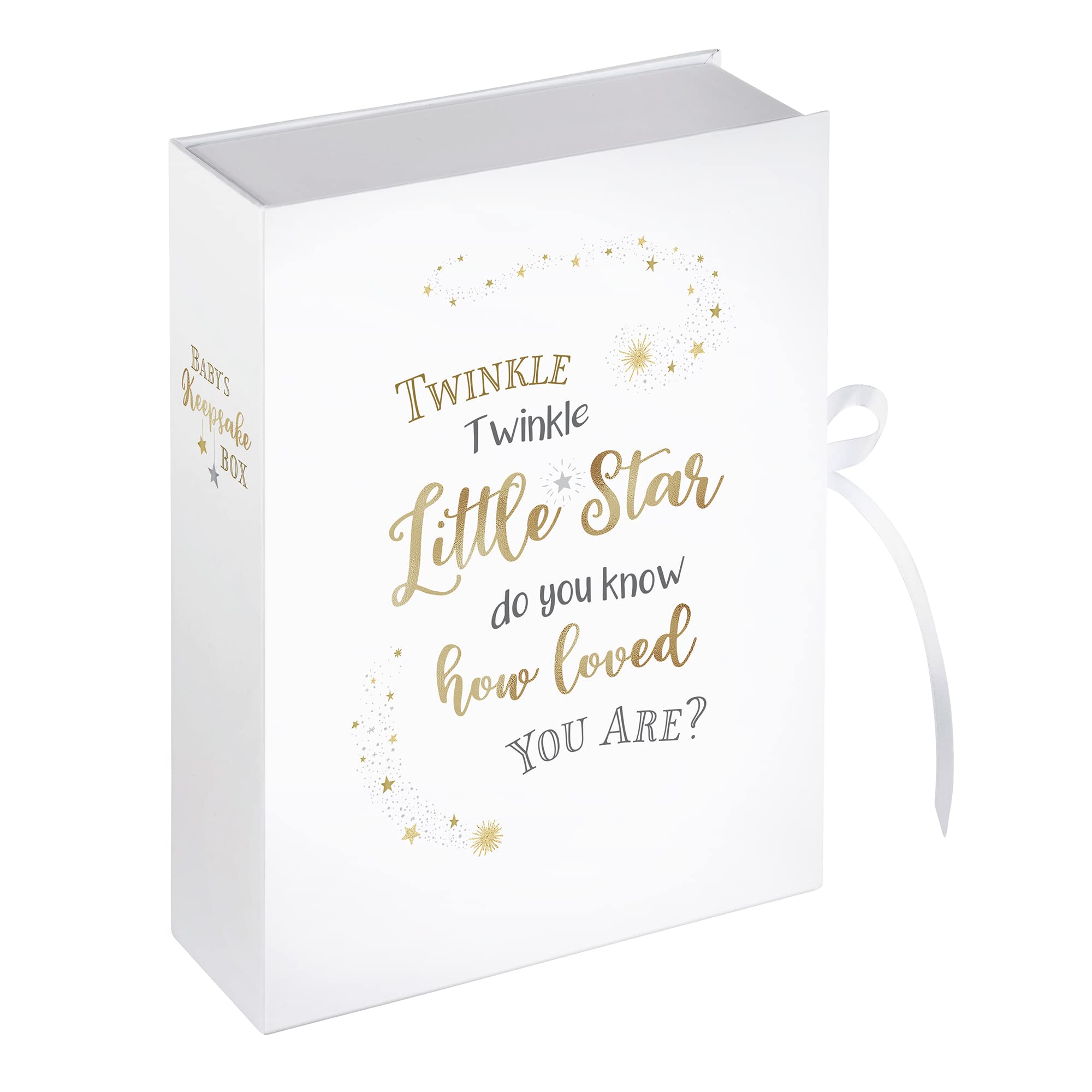 Lillian Rose large Twinkle Twinkle keepsake box cover highlights a timeless, gender-neutral design for cherished memories.