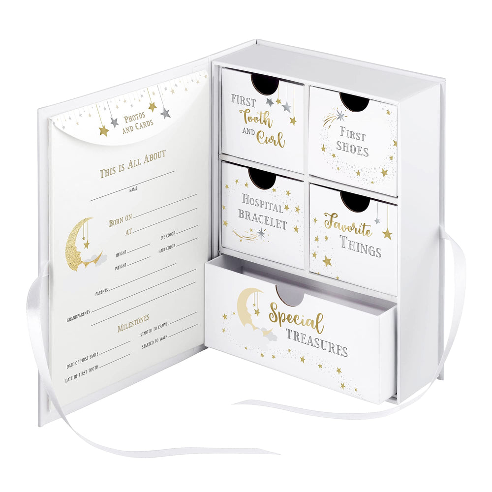 Lillian Rose large Twinkle Twinkle keepsake box drawers ideal for storing first tooth, curl, and small treasures.