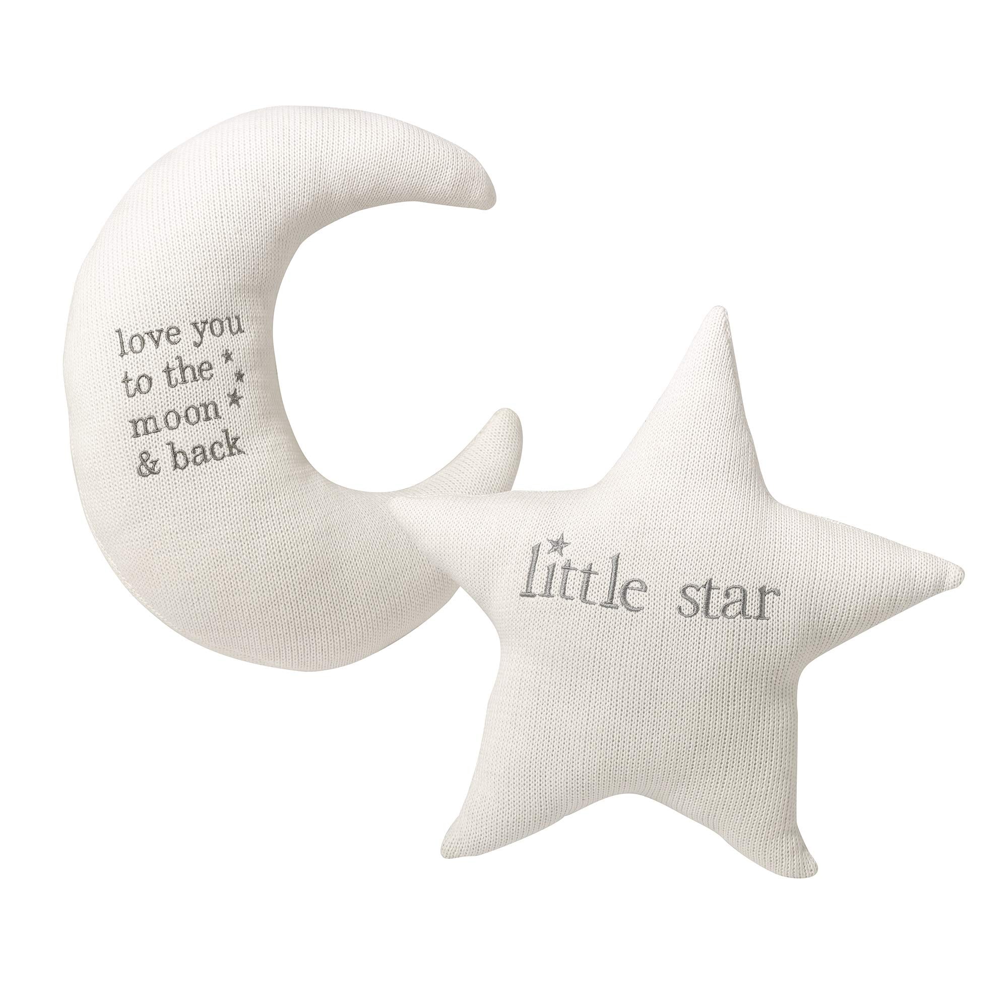 Lillian Rose star-moon nursery pillow set front view for versatile gender-neutral decor.