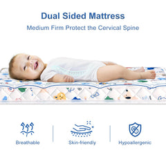 Lillibearas Premium crib mattress fabric close-up reveals soft cotton cover and breathable texture.