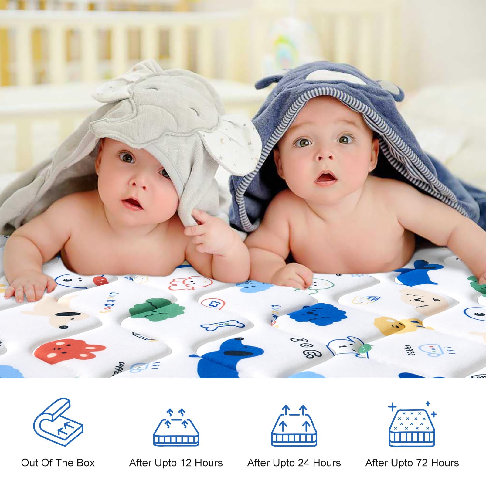 Lillibearas Premium crib mattress packaging demonstrates easy setup and protective packaging.