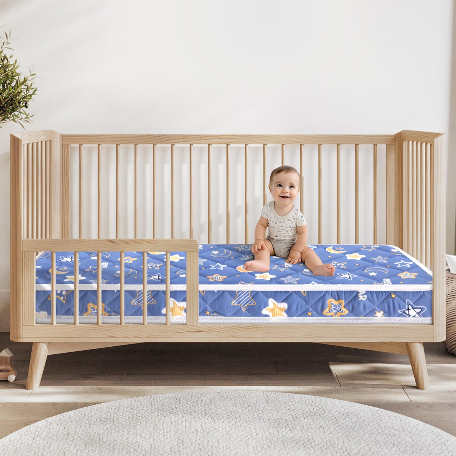 Lillibearas Premium crib mattress top view highlighting cotton cover and clean finish