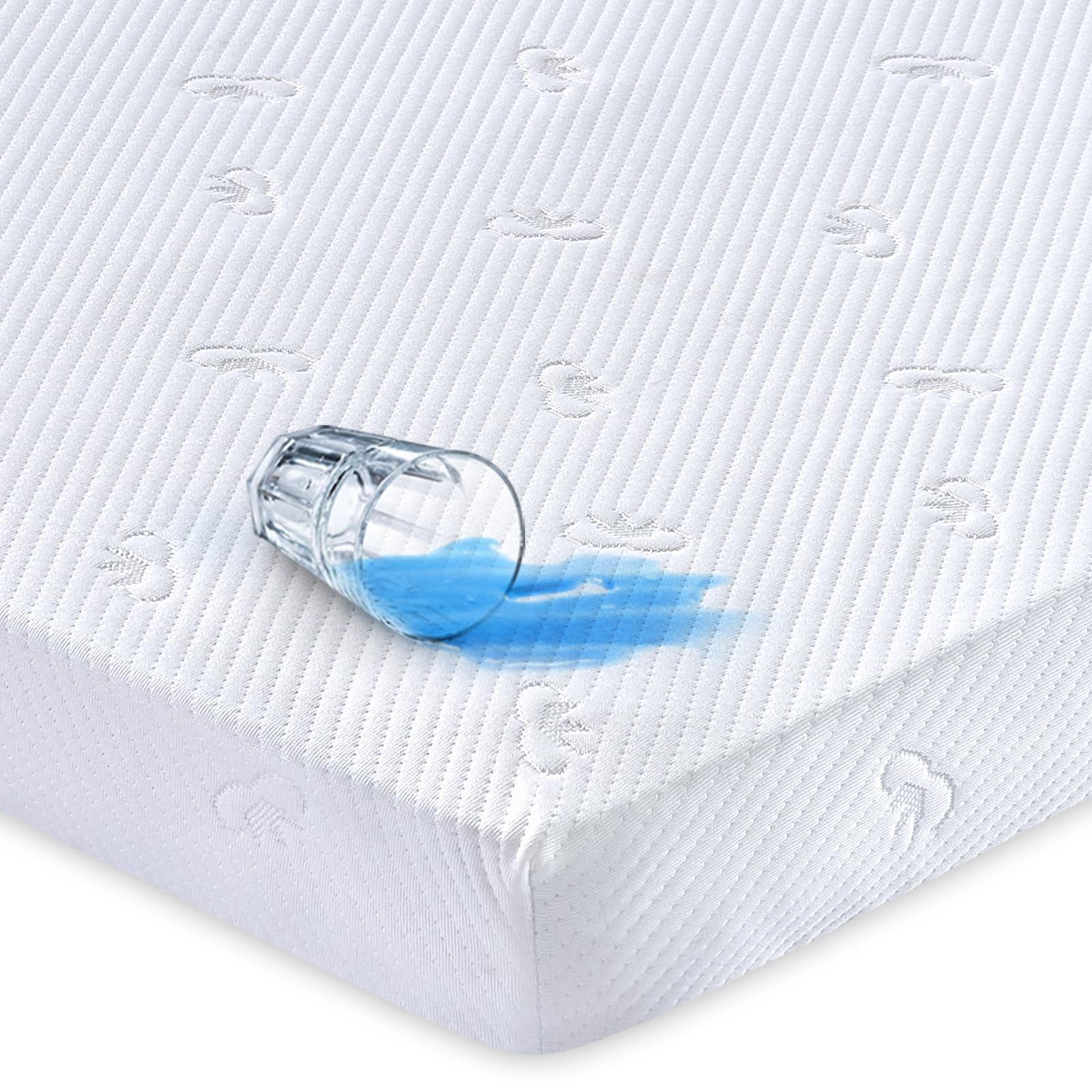 Lillibearas waterproof pack and play protector keeps spills from reaching the mattress.