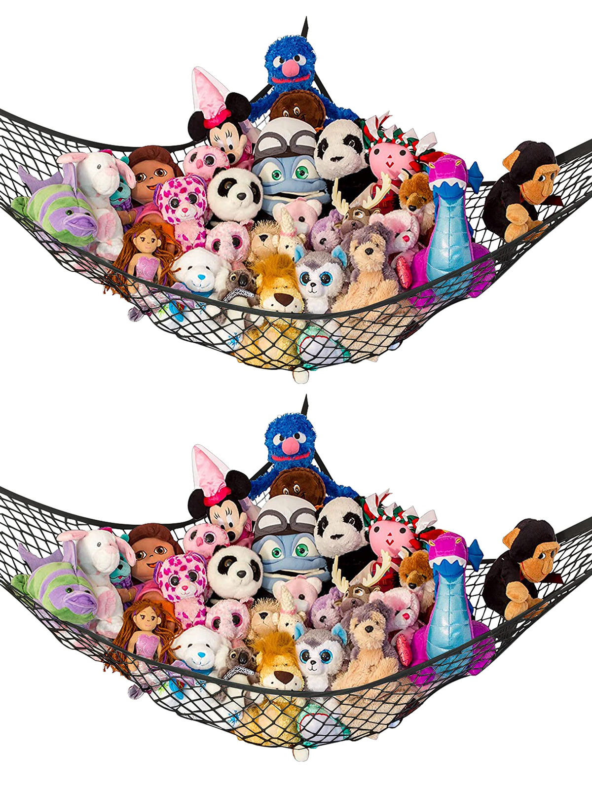 Lilly's Love stuffed animal hammock installed in a corner for space saving