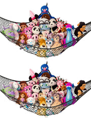 Lilly's Love stuffed animal hammock installed in a corner for space saving