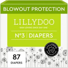 LILLYDOO size 3 packaging shows 87-count half-monthly supply for 13-22 lb babies