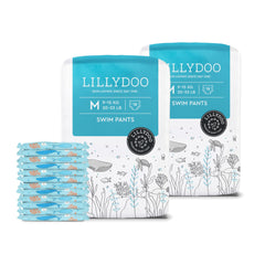 LILLYDOO Baby Swim Diapers Blue Whales design secure fit for water play