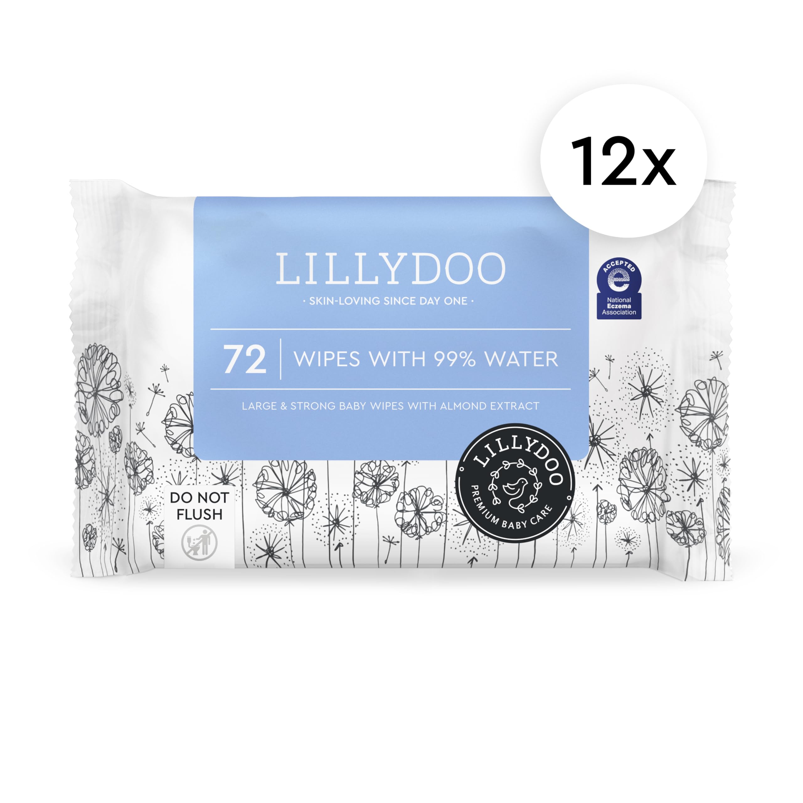 LILLYDOO Baby Wipes 99% water with almond extract for a fragrance-free cleanse