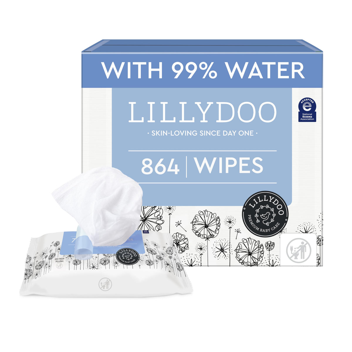 LILLYDOO Baby Wipes unscented close-up for gentle cleansing of delicate skin