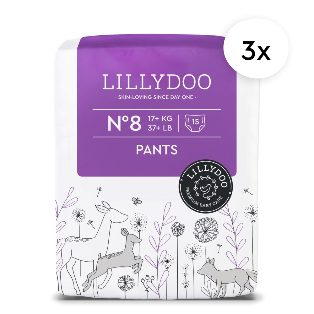 LILLYDOO Diaper Pants Size 8 blowout barrier and back elastic for secure fit during active play