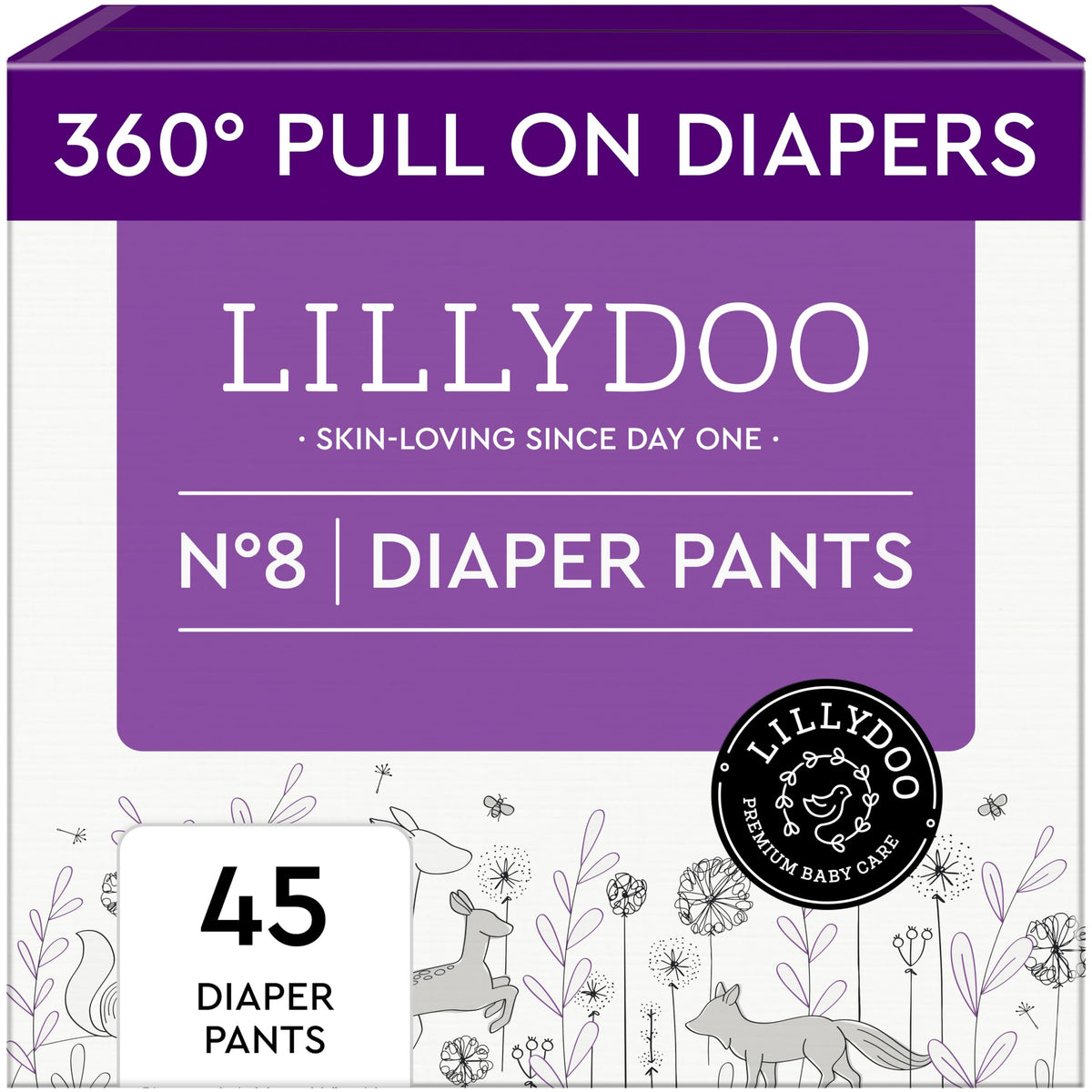LILLYDOO Diaper Pants Size 8 soft cloud texture for gentle skin comfort all day
