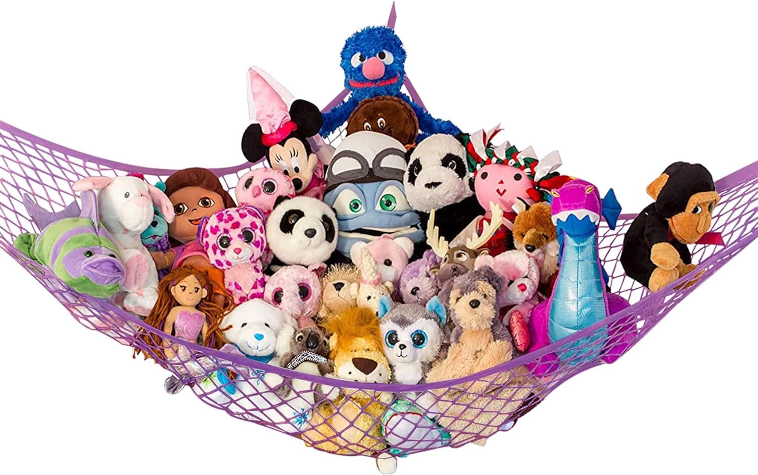 Lilly's Love corner-stuffed-animal-hammock neatly stores plush toys and reduces clutter.