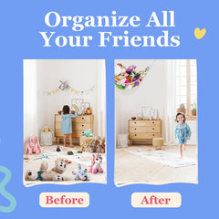 Lilly's Love space-saving corner hammock maximizes room for plush collections.
