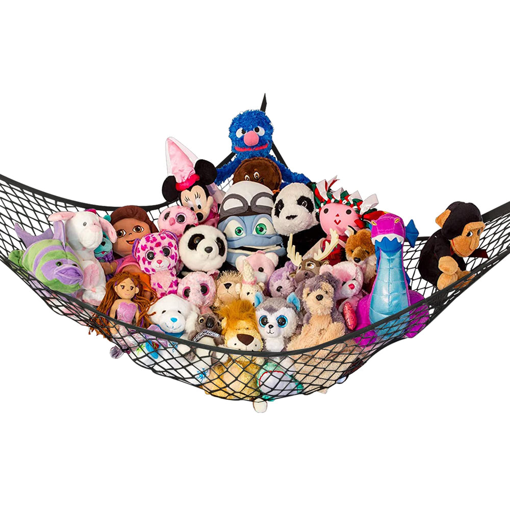 Lilly's Love stuffed animal hammock corner view shows space-saving storage.