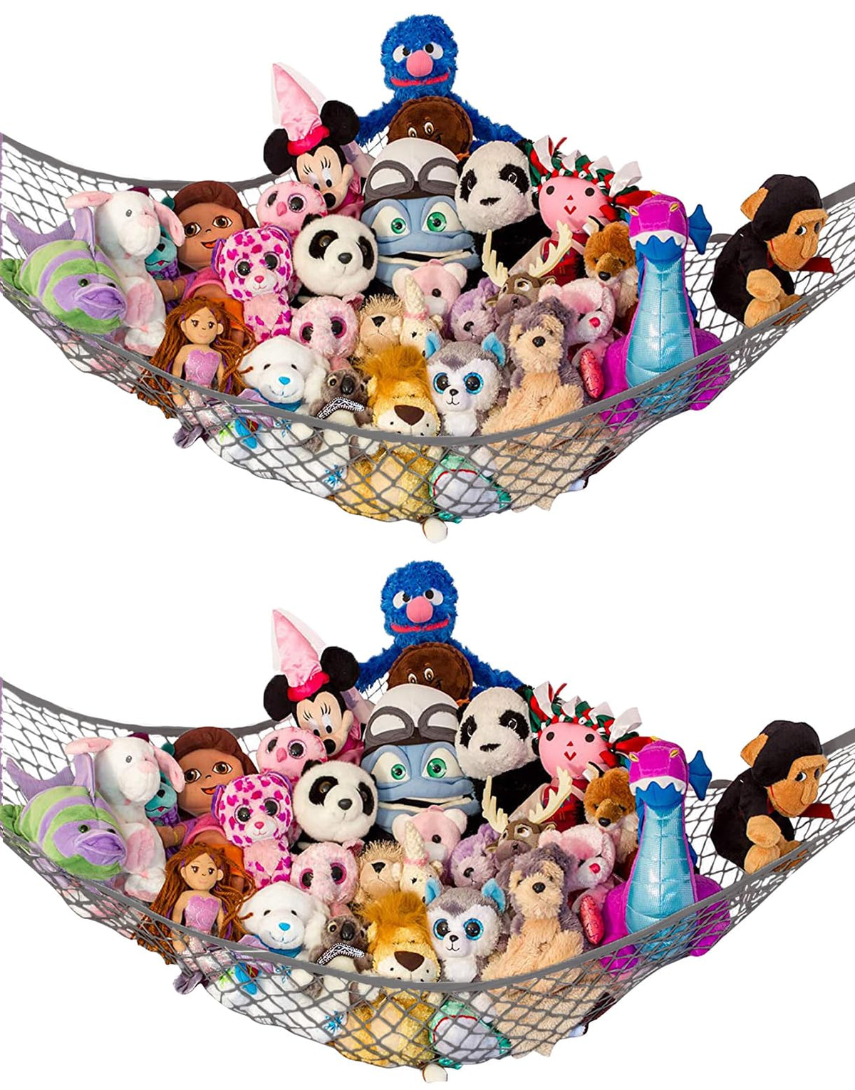 Lilly's Love stuffed animal hammock corner-hanging setup showcases space-saving storage.