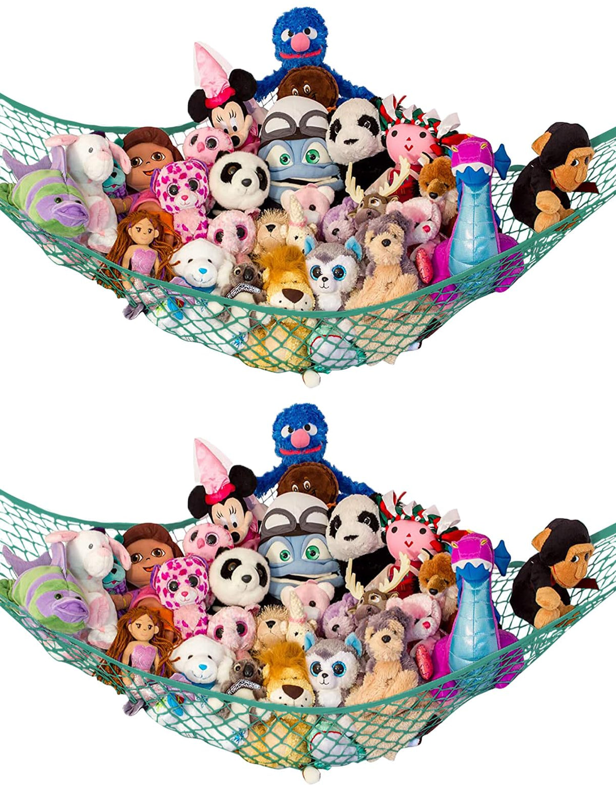 Lilly's Love stuffed animal hammock corner hanging setup for plush toy storage