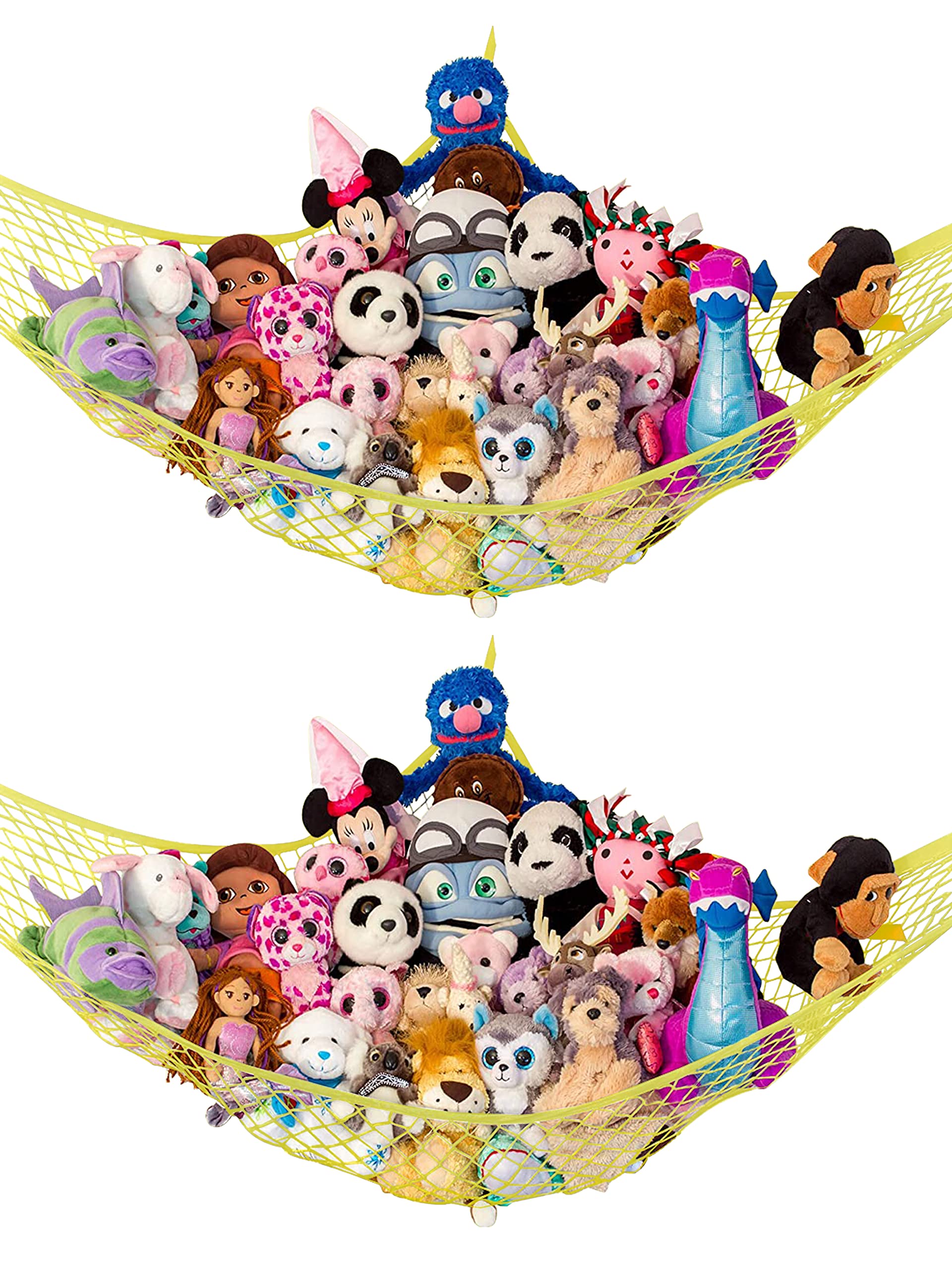 Lilly's Love stuffed-animal-hammock corner hanging neatly stores plush toys.